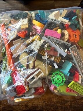 Lego Mixed Color Building Brick Bag - Green Pink Orange Teal White Tan Brown